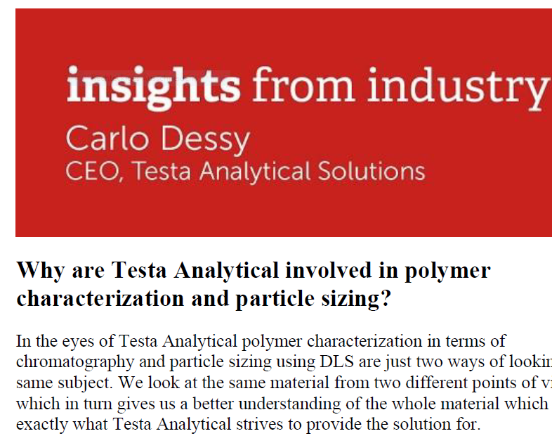 Interview: Insights from Industry – Testa Analytical